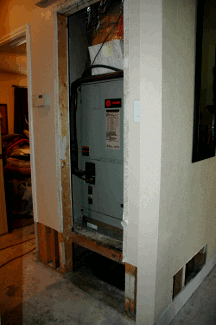 damaged AC closet